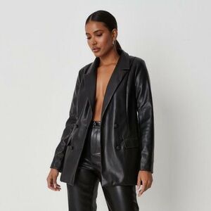 Missguided Oversized Black Faux Leather Blazer